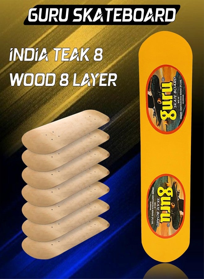 GURU Small Wooden Non-Slip Skateboard for Kids, Adult 17 inch x 5 inch Skateboard (Yellow, Pack of 1) - Image 3